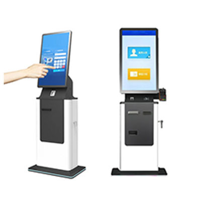 comprar 27/32 Inch Hotel Hospital Cheque Dispensador de tarjetas de autoservicio Escáner de pasaportes Impresora de boletos Acceptor de efectivo Quiosco de pago SDK online manufacture