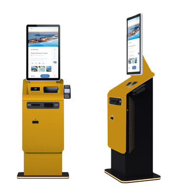 comprar OEM 27/32 Inch Android/Win Self Service Payment Kiosk with Touch Screen A4 Printer/QR Scanner/Cash Dispenser Coin Recycler online manufacture