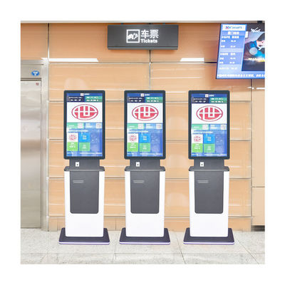 comprar Estand de piso de 27 pulgadas de autoservicio de pantalla táctil Quiosco de información con impresora de boletos online manufacture