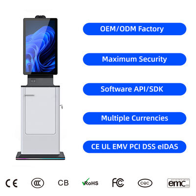 comprar 27 32 Inch Indoor Floor Stand Self Service Hotel Hospital Chequeo en el pago Escáner de pasaportes Dispensador de tarjetas en efectivo Quiosco de pago online manufacture