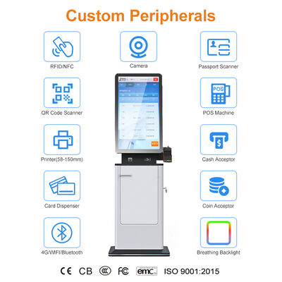 comprar OEM ODM Autopago Estación de aparcamiento Hotel Aeropuerto Automatizado Chequeo en auto Dispensador de tarjetas Impresora de boletos Máquina de quiosco de pago online manufacture