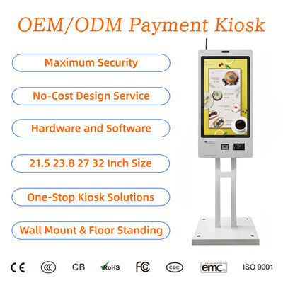 comprar 21.5 23.8 27 32 pulgadas Montado en la pared Autoservicio Pedido Quiosco Restaurante Pantalla táctil Terminal de pago de autoservicio NFC Código QR online manufacture