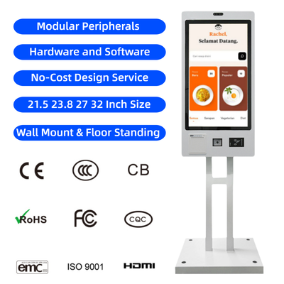comprar OEM ODM Montado en la pared Restaurante Quiosco de pago Terminal de pantalla táctil capacitiva Recibo de autoservicio Impresora Quiosco de pedido online manufacture