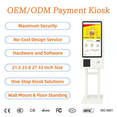 comprar 21.5 23.8 27 32 pulgadas de autoservicio montado en la pared Quiosco de pago de pedidos de alimentos SDK POS/QR Código Pedido Quiosco de pago sin efectivo online manufacture