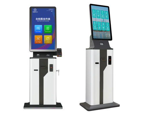 Quiosco de registro de autoservicio con facturación de caja registradora con ranura para lector de tarjetas Pos