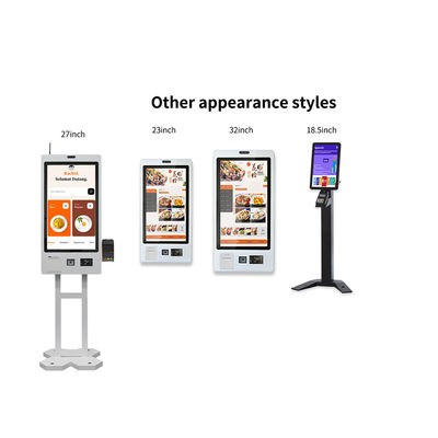 27 pulgadas de pantalla táctil de LCD de autoservicio de pago quiosco de pago escáner Qr / lector Nfc orden de impresión