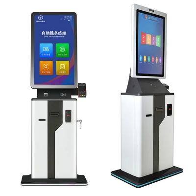 Máquina de venta de boletos con pantalla táctil inteligente para tarjetas de efectivo Pago móvil con software Win / Linux